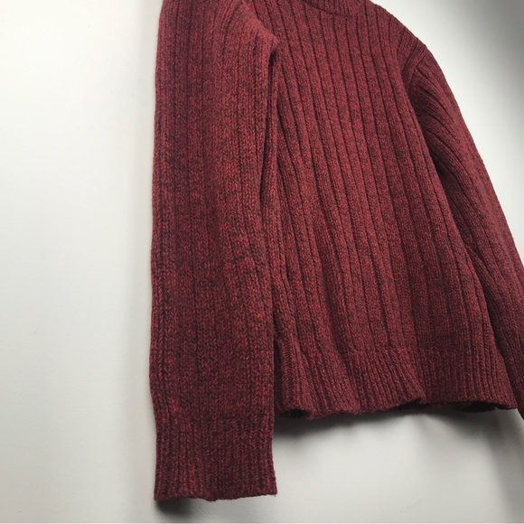SOLD - LL Bean Men's 100% Lambs Wool Knit Sweater Burgundy Red EUC - Picture 6 of 13